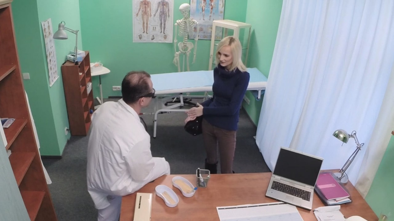 Skinny blonde takes doctors advice