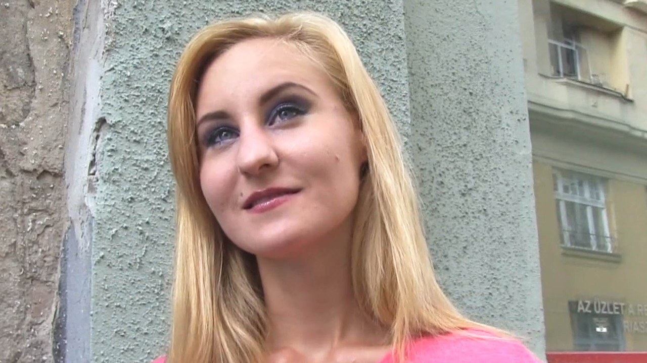 Hot blonde babe fucks a stranger in public place