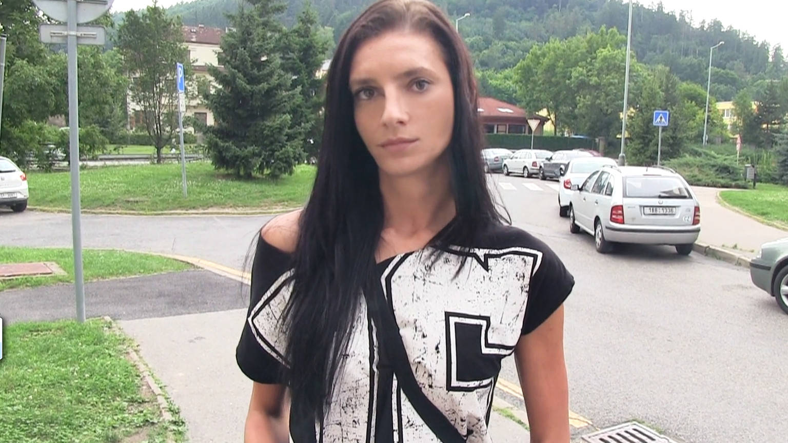 Skinny Brunette is Not Shy