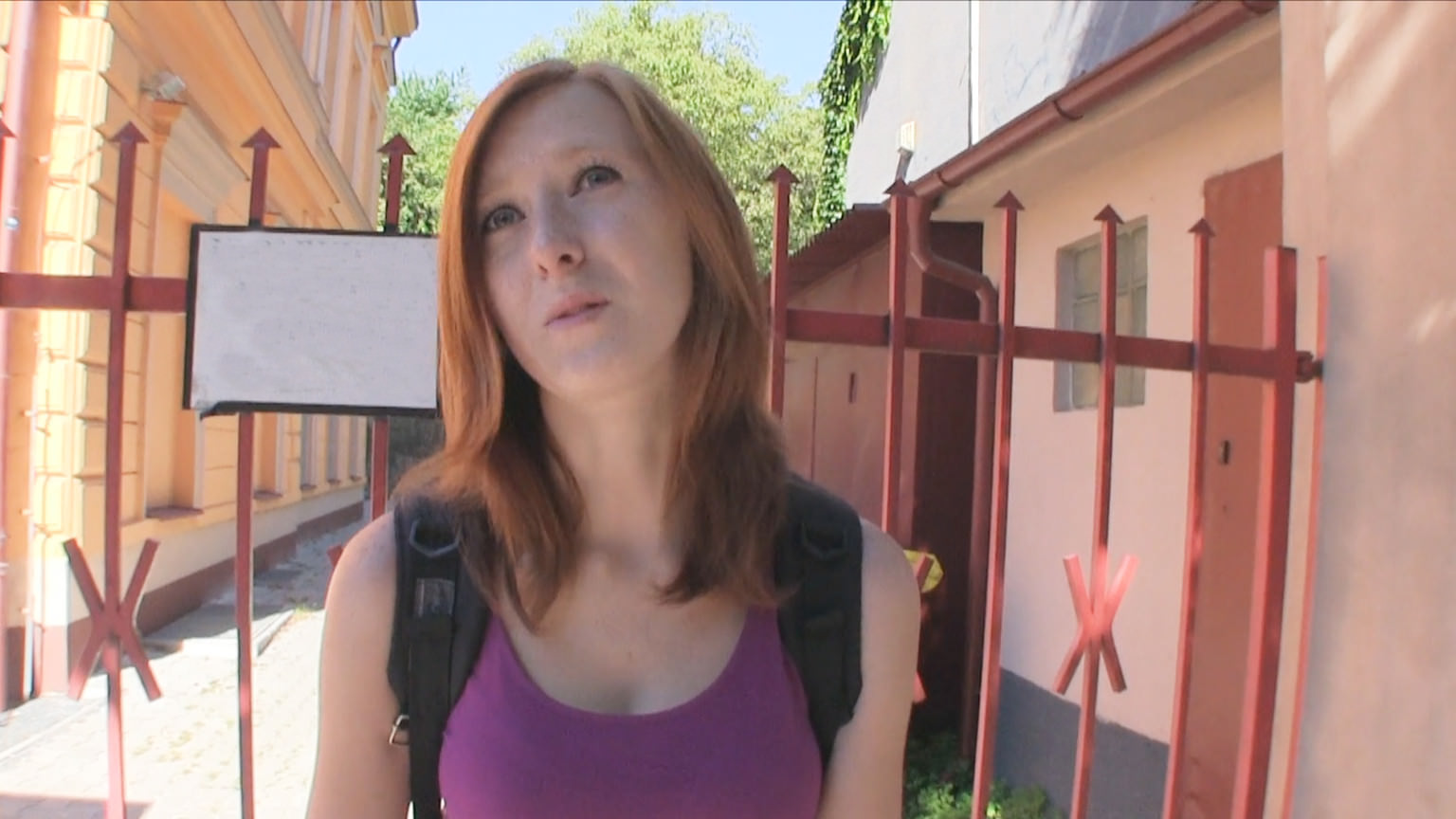 Fake College Inspector Gets Redhead to Pay With Blowjob