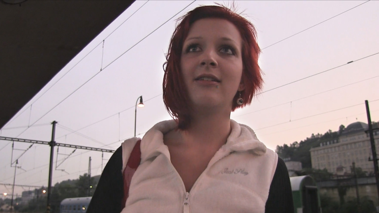 Redhead Gives Sloppy Blowjob And Fucks Stranger